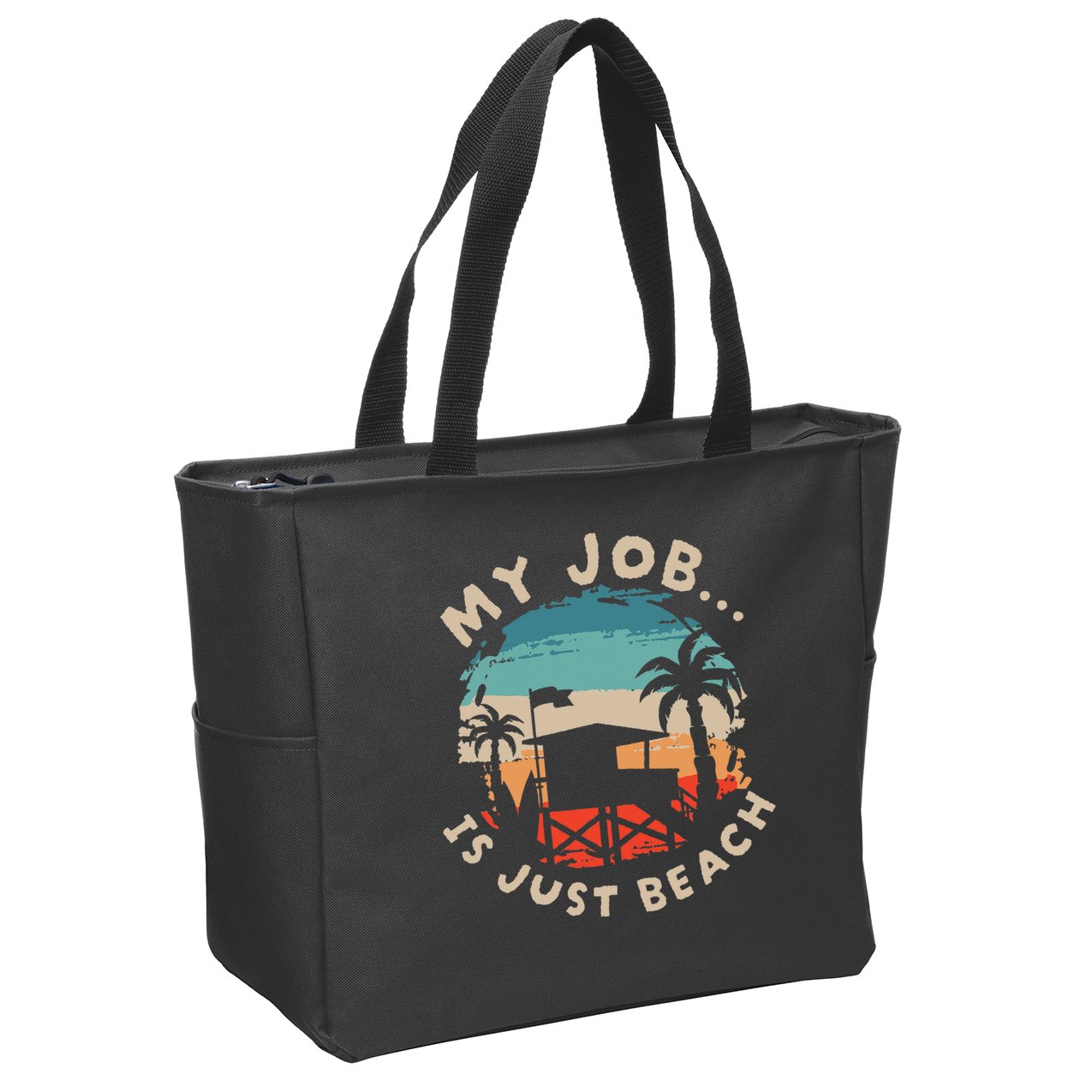 My Job Is The Beach Zip Tote Bag