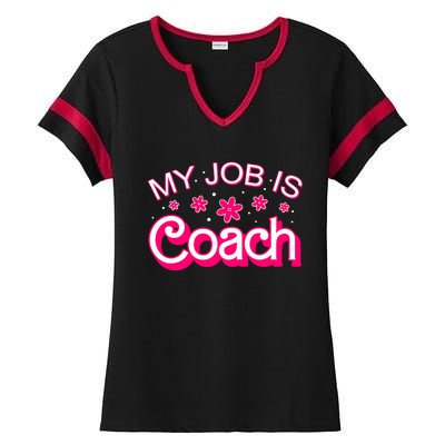 My Job Is Coach Retro Funny Coach Mom Ladies Halftime Notch Neck Tee