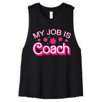 My Job Is Coach Retro Funny Coach Mom Women's Racerback Cropped Tank