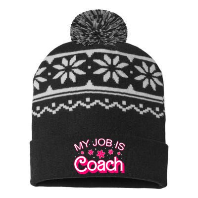 My Job Is Coach Retro Funny Coach Mom USA-Made Snowflake Beanie