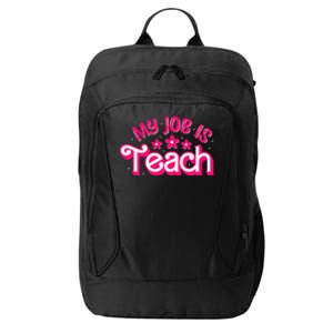 My Job Is Teach Funny Pink Retro Female Teacher Life City Backpack