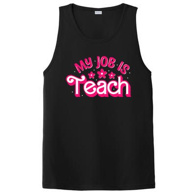 My Job Is Teach Funny Pink Retro Female Teacher Life PosiCharge Competitor Tank