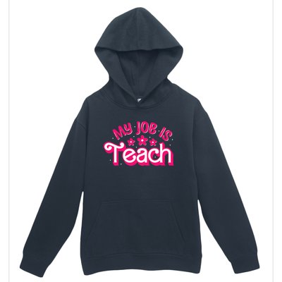 My Job Is Teach Funny Pink Retro Female Teacher Life Urban Pullover Hoodie