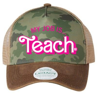 My Job Is Teach Retro Pink Style Teaching School For Teacher Legacy Tie Dye Trucker Hat