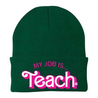 My Job Is Teach Retro Pink Style Teaching School For Teacher Knit Cap Winter Beanie