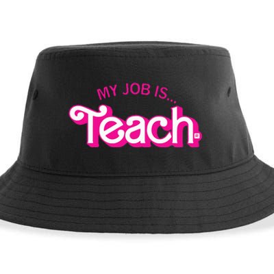 My Job Is Teach Retro Pink Style Teaching School For Teacher Sustainable Bucket Hat