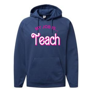 My Job Is Teach Gift For Teacher Performance Fleece Hoodie