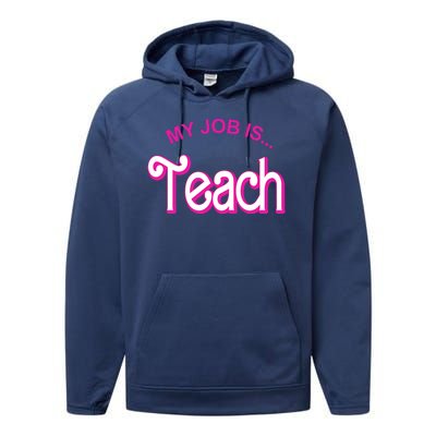 My Job Is Teach Gift For Teacher Performance Fleece Hoodie