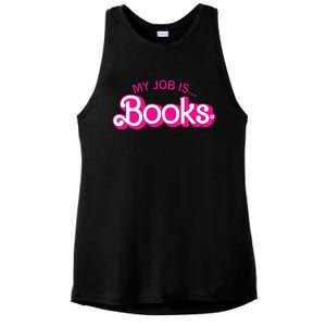 My Job Is Books Retro Pink Style Reading Books Ladies PosiCharge Tri-Blend Wicking Tank