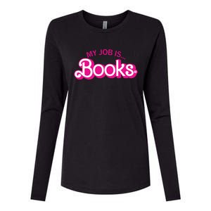 My Job Is Books Retro Pink Style Reading Books Womens Cotton Relaxed Long Sleeve T-Shirt