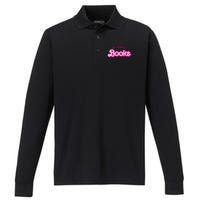 My Job Is Books Retro Pink Style Reading Books Performance Long Sleeve Polo