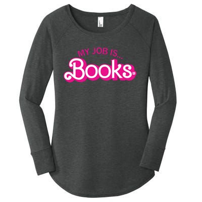 My Job Is Books Retro Pink Style Reading Books Women's Perfect Tri Tunic Long Sleeve Shirt