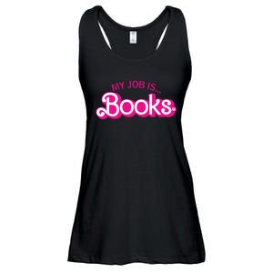 My Job Is Books Retro Pink Style Reading Books Ladies Essential Flowy Tank