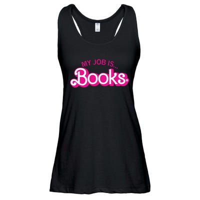 My Job Is Books Retro Pink Style Reading Books Ladies Essential Flowy Tank