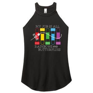 My Job Is All Rainbows Butterflies Lab Tech Phlebotomist Women's Perfect Tri Rocker Tank