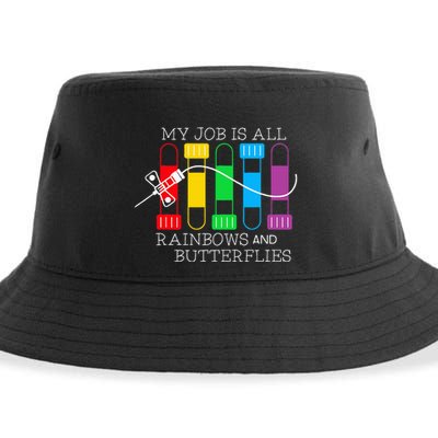 My Job Is All Rainbows & Butterflies Lab Tech Phlebotomist Sustainable Bucket Hat
