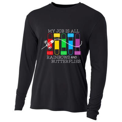 My Job Is All Rainbows & Butterflies Lab Tech Phlebotomist Cooling Performance Long Sleeve Crew