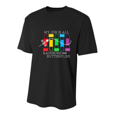 My Job Is All Rainbows & Butterflies Lab Tech Phlebotomist Youth Performance Sprint T-Shirt