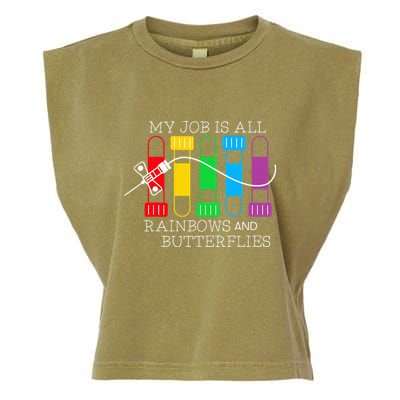 My Job Is All Rainbows & Butterflies Lab Tech Phlebotomist Garment-Dyed Women's Muscle Tee