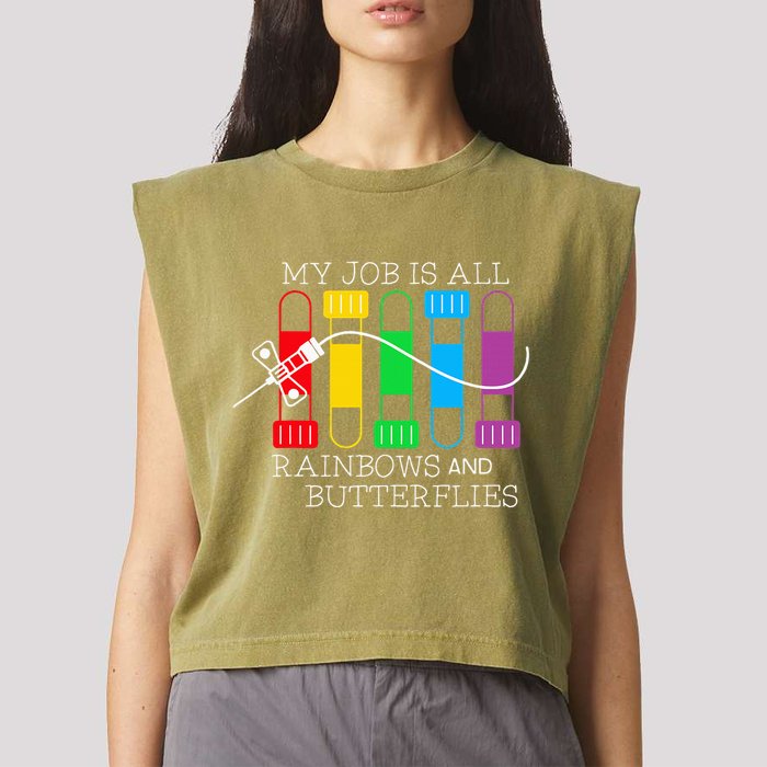 My Job Is All Rainbows & Butterflies Lab Tech Phlebotomist Garment-Dyed Women's Muscle Tee