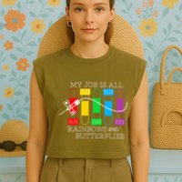 My Job Is All Rainbows & Butterflies Lab Tech Phlebotomist Garment-Dyed Women's Muscle Tee