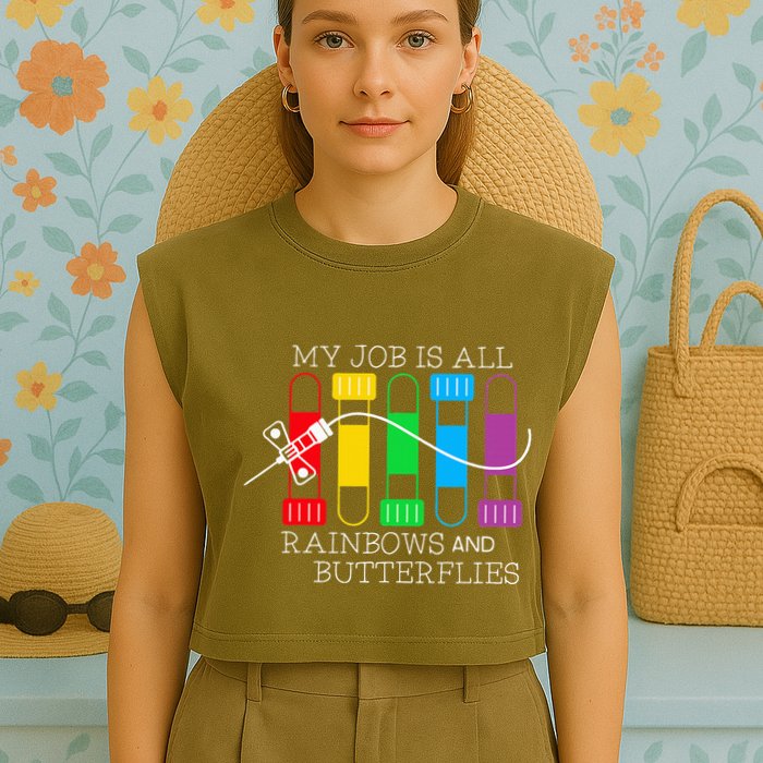 My Job Is All Rainbows & Butterflies Lab Tech Phlebotomist Garment-Dyed Women's Muscle Tee