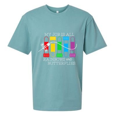 My Job Is All Rainbows & Butterflies Lab Tech Phlebotomist Sueded Cloud Jersey T-Shirt