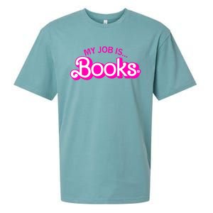 My Job Is Books Retro Pink Funny Reading Books Sueded Cloud Jersey T-Shirt