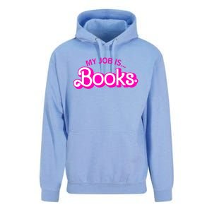 My Job Is Books Retro Pink Funny Reading Books Unisex Surf Hoodie