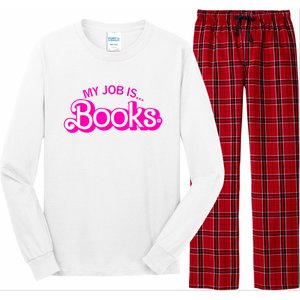 My Job Is Books Retro Pink Funny Reading Books Long Sleeve Pajama Set