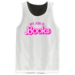 My Job Is Books Retro Pink Funny Reading Books Mesh Reversible Basketball Jersey Tank