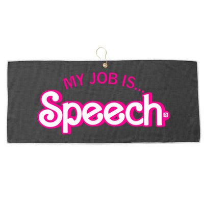 My Job Is Speech Therapist SLP Retro Pink Style Speech Gift Large Microfiber Waffle Golf Towel