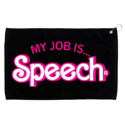 My Job Is Speech Therapist SLP Retro Pink Style Speech Gift Grommeted Golf Towel