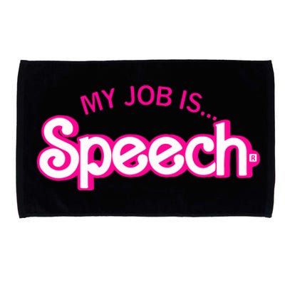 My Job Is Speech Therapist SLP Retro Pink Style Speech Gift Microfiber Hand Towel