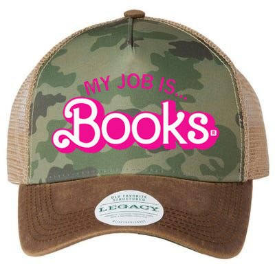 My Job Is Books Retro Pink Style Reading Books Legacy Tie Dye Trucker Hat