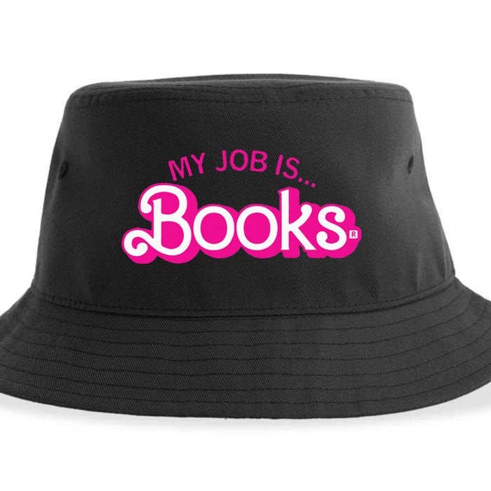 My Job Is Books Retro Pink Style Reading Books Sustainable Bucket Hat