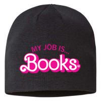 My Job Is Books Retro Pink Style Reading Books Sustainable Beanie