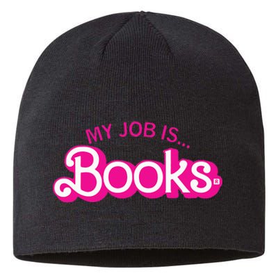 My Job Is Books Retro Pink Style Reading Books Sustainable Beanie