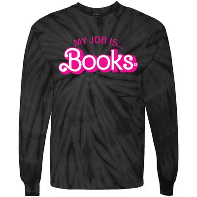 My Job Is Books Retro Pink Style Reading Books Tie-Dye Long Sleeve Shirt