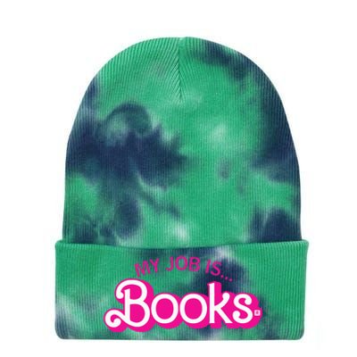 My Job Is Books Retro Pink Style Reading Books Tie Dye 12in Knit Beanie