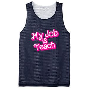 My Job Is Teach Funny Teacher Pink Life Gift Mesh Reversible Basketball Jersey Tank