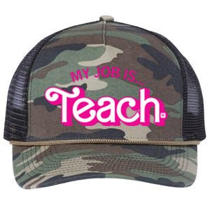 My Job Is Teach Teaching School For Teacher Gift Retro Rope Trucker Hat Cap