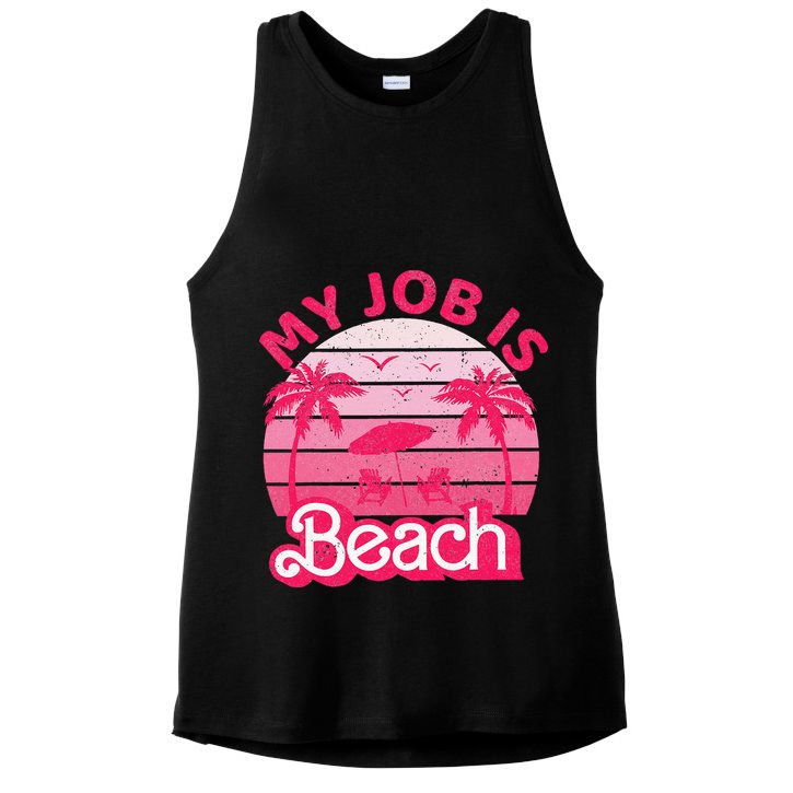 My Job Is Beach Retro Vintage Funny Gift Beach Jobs Ladies PosiCharge Tri-Blend Wicking Tank