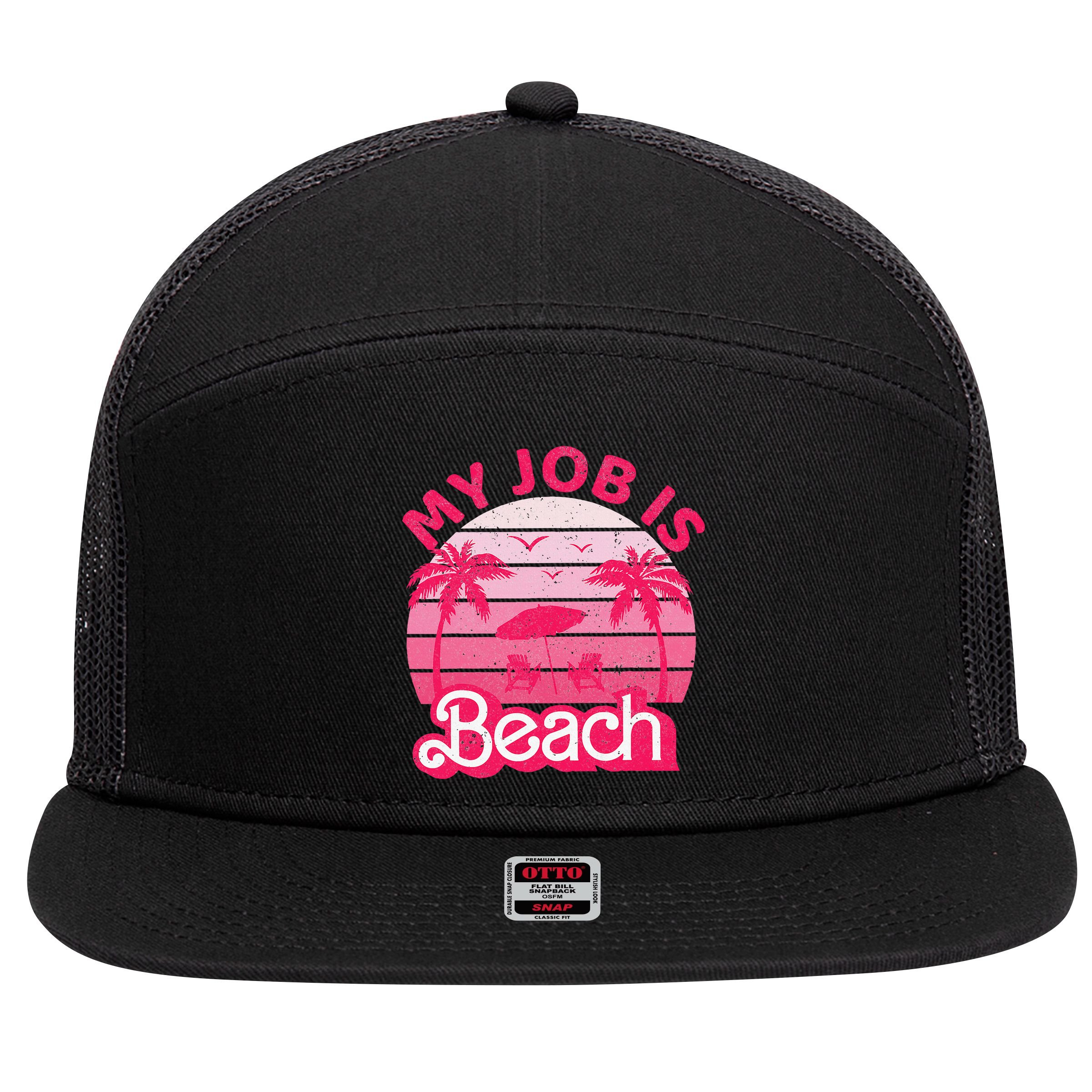 My Job Is Beach Retro Vintage Funny Gift Beach Jobs 7 Panel Mesh Trucker Snapback Hat