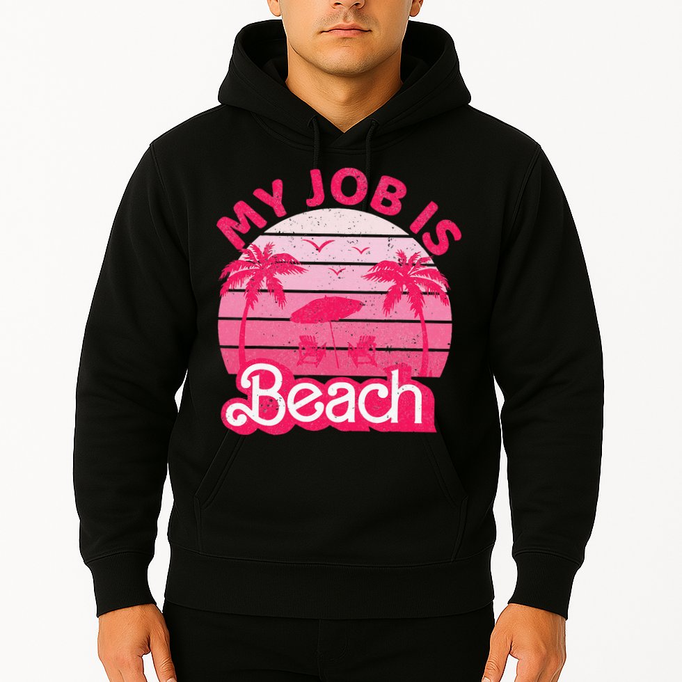 My Job Is Beach Retro Vintage Funny Gift Beach Jobs Hoodie