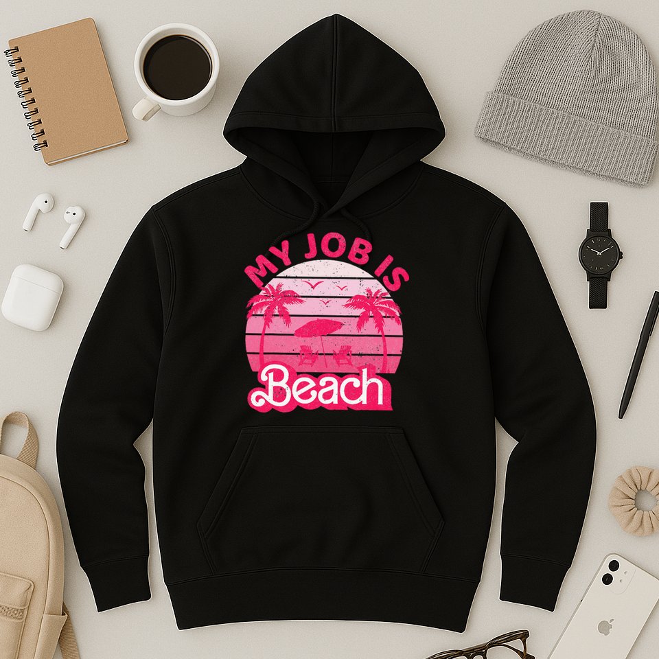 My Job Is Beach Retro Vintage Funny Gift Beach Jobs Hoodie