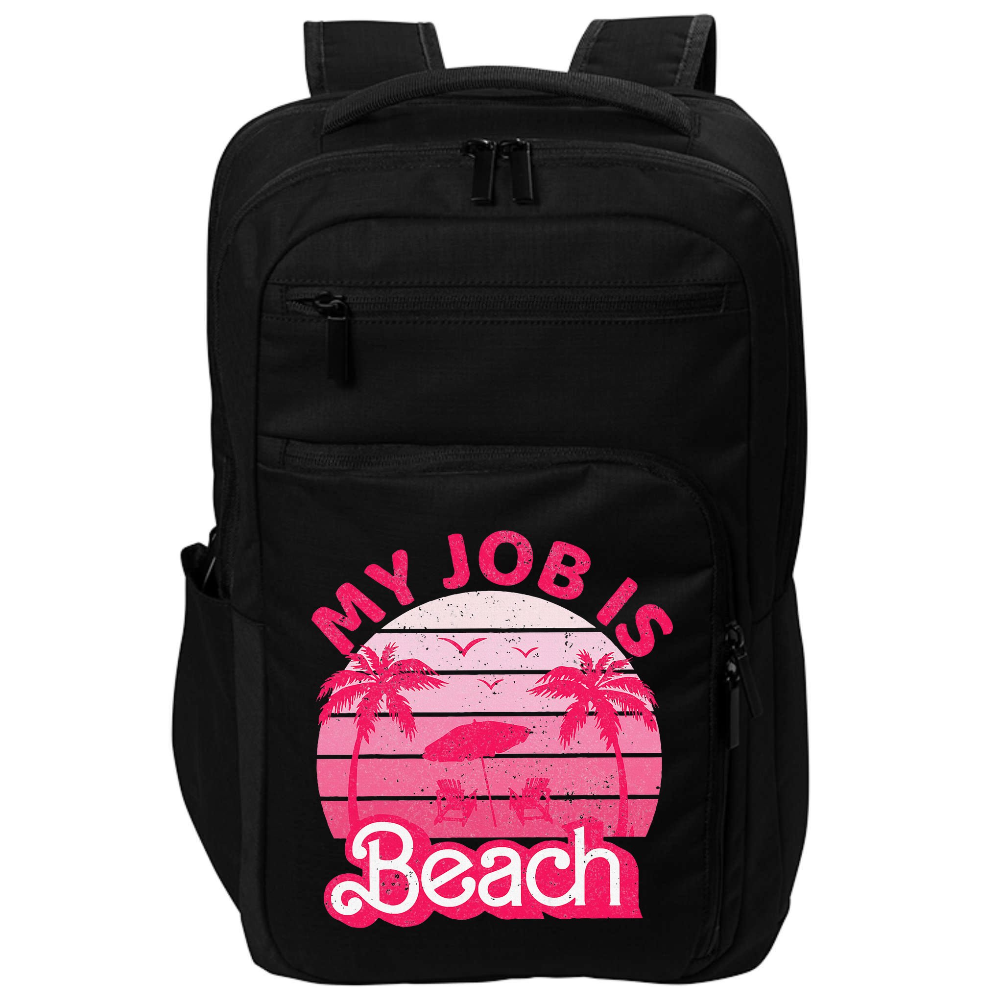 My Job Is Beach Retro Vintage Funny Gift Beach Jobs Impact Tech Backpack