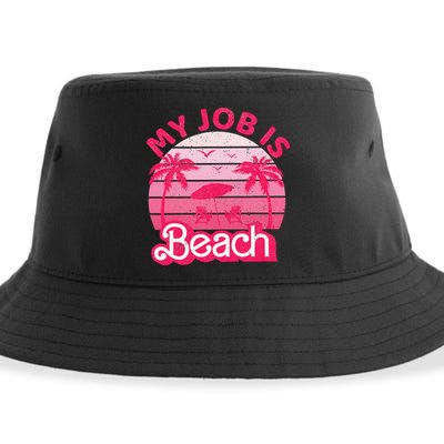 My Job Is Beach Retro Vintage Funny Gift Beach Jobs Sustainable Bucket Hat