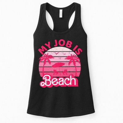 My Job Is Beach Retro Vintage Funny Gift Beach Jobs Womens Tank Top