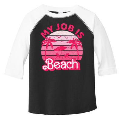My Job Is Beach Retro Vintage Funny Gift Beach Jobs Toddler Fine Jersey T-Shirt